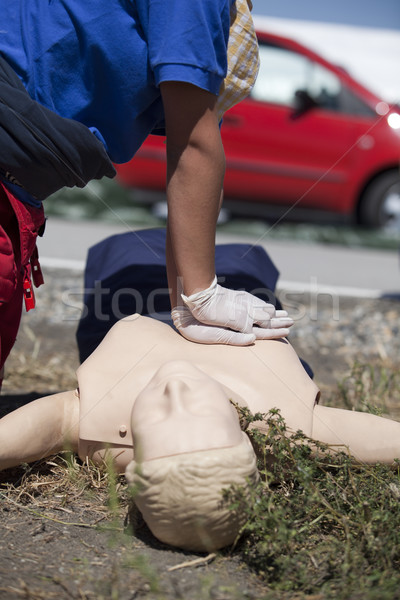 Mesterséges lélegeztetés képzés orvos élet mellkas tanít Stock fotó © wellphoto