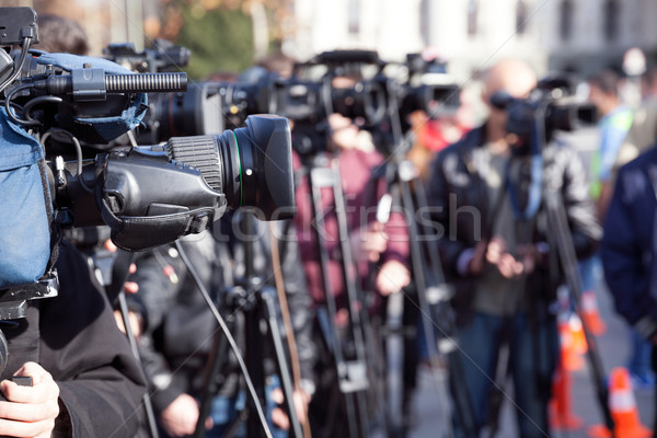 Stok fotoğraf: Haber · konferans · olay · video · kamera · basın · toplantısı · televizyon