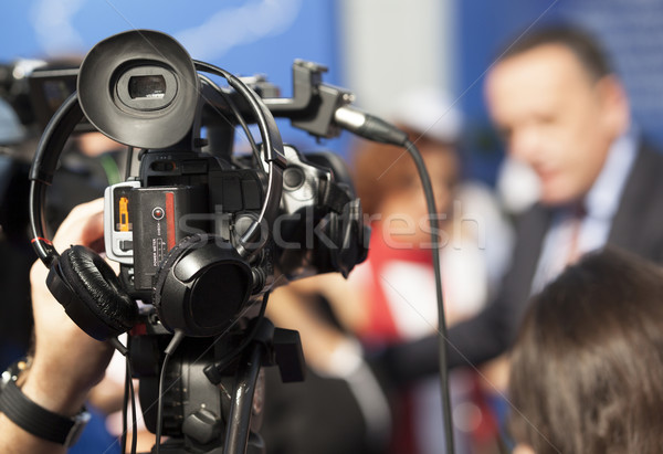 Evenement videocamera conferentie communicatie druk informatie Stockfoto © wellphoto