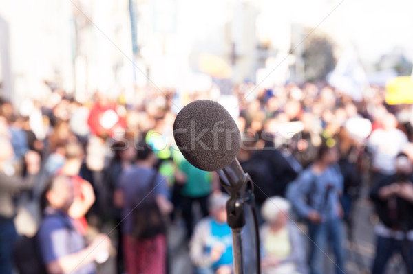 Demonstráció utca tiltakozás politikai rally mikrofon Stock fotó © wellphoto