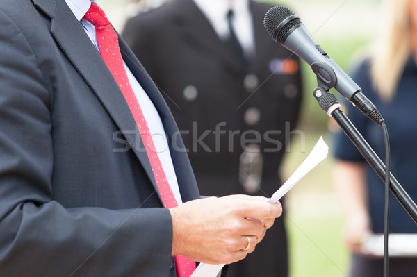 Język mowy mikrofon wiadomości konferencji polityk Zdjęcia stock © wellphoto