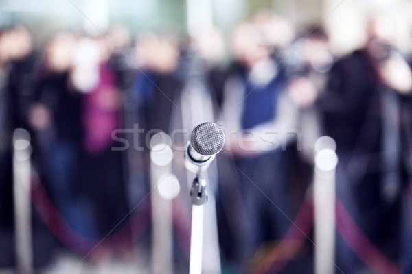 Mikrofon skupić zamazany publiczności spotkanie Język Zdjęcia stock © wellphoto