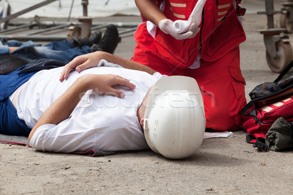 Work accident. First aid training. Stock photo © wellphoto