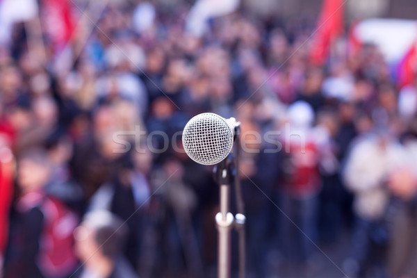 Siyasi protesto gösteri sokak ralli mikrofon Stok fotoğraf © wellphoto