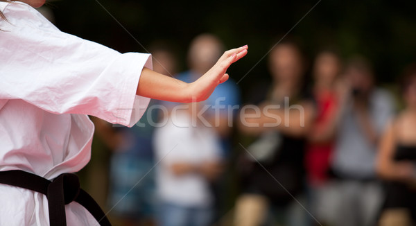 Defensie karate hand positie sport oefening Stockfoto © wellphoto