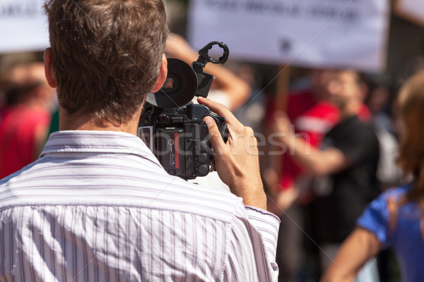 Dimostrazione videocamera strada protesta tecnologia comunicazione Foto d'archivio © wellphoto