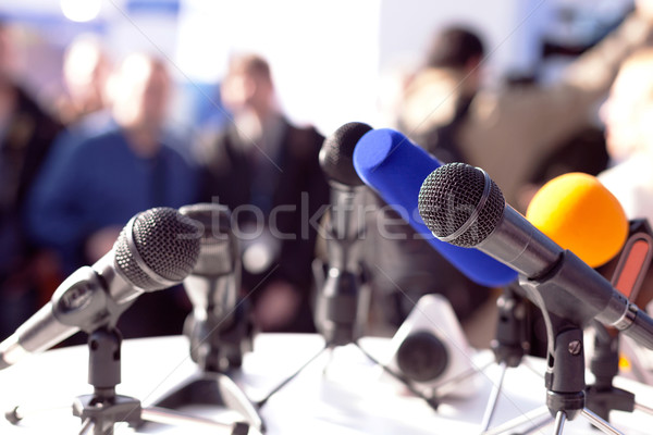 Konferencja prasowa wiadomości konferencji spotkanie mikrofon Język Zdjęcia stock © wellphoto