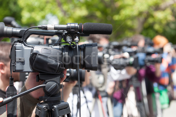 Evento videocamera news conferenza mano comunicazione Foto d'archivio © wellphoto