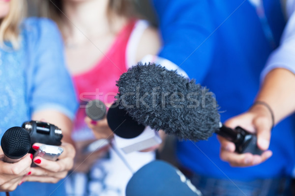 Mediów wywiad wiadomości konferencji przypadku strony Zdjęcia stock © wellphoto