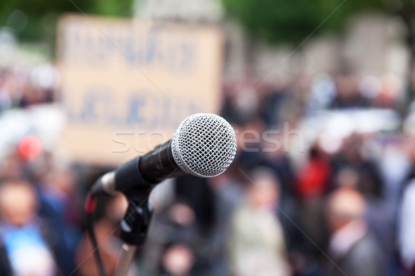 Protesto kamu gösteri mikrofon odak bulanık Stok fotoğraf © wellphoto