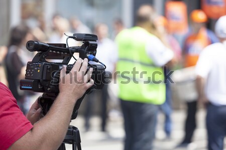 Microphone in focus against blurred background Stock photo © wellphoto