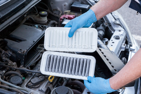 Car engine air filters, dirty and clean Stock photo © wellphoto