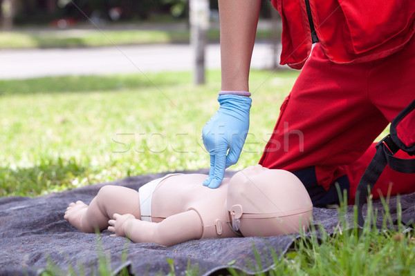 Baby CPR dummy first aid training. Cardiopulmonary resuscitation Stock photo © wellphoto