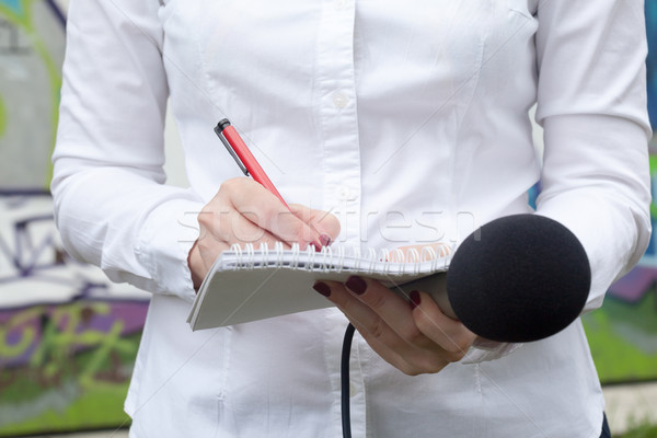 Stock photo: Journalist. News conference.