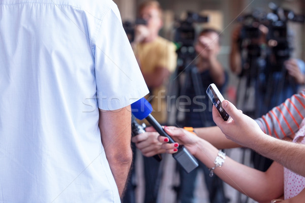 Stockfoto: Tv · interview · nieuws · conferentie · media · uitzending