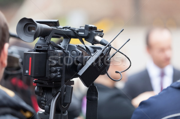 Mediów przypadku kamery wideo konferencja prasowa wiadomości konferencji Zdjęcia stock © wellphoto