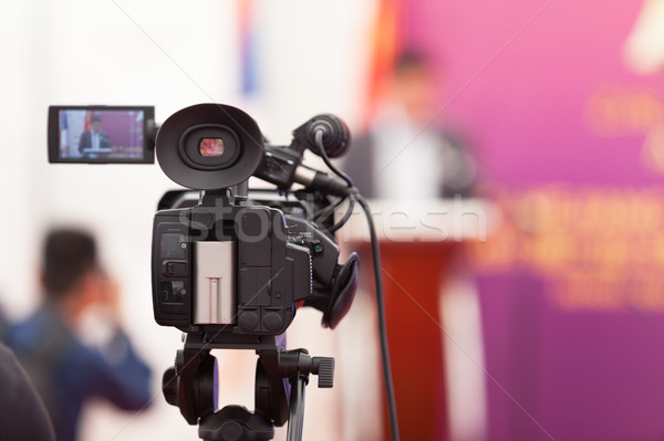 Media evento videocamera news conferenza imprenditore Foto d'archivio © wellphoto