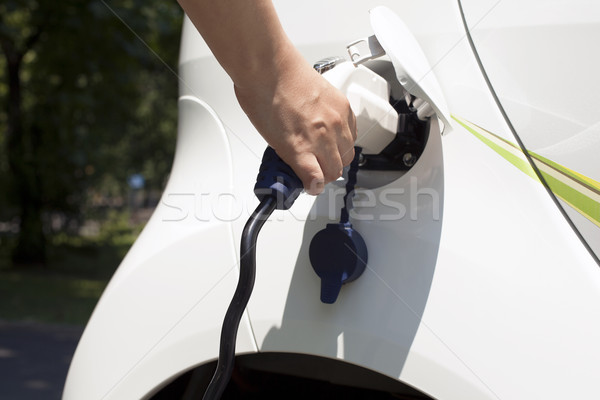 Carro elétrico tecnologia cabo poder eletricidade ambiente Foto stock © wellphoto