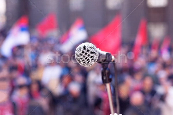 Tiltakozás nyilvános demonstráció mikrofon fókusz elmosódott Stock fotó © wellphoto