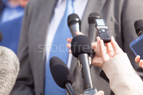 Journalists making media interview with businessperson or politi Stock photo © wellphoto