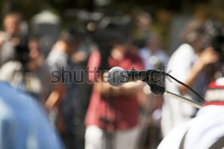 Microfono focus offuscata pubblico stampa media Foto d'archivio © wellphoto