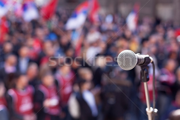 Protesto público manifestação microfone foco irreconhecível Foto stock © wellphoto