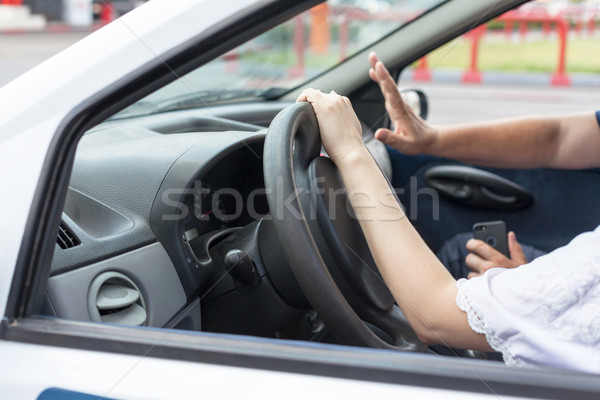 Foto stock: Conducción · escuela · aprender · a · conducir · coche · estudiante