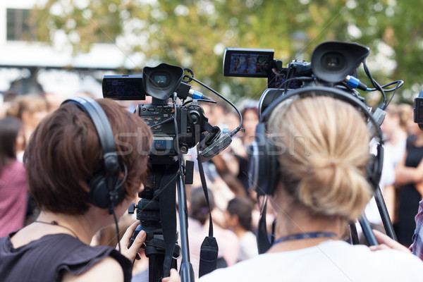 Wiadomości konferencji przypadku kamery wideo telewizji technologii Zdjęcia stock © wellphoto