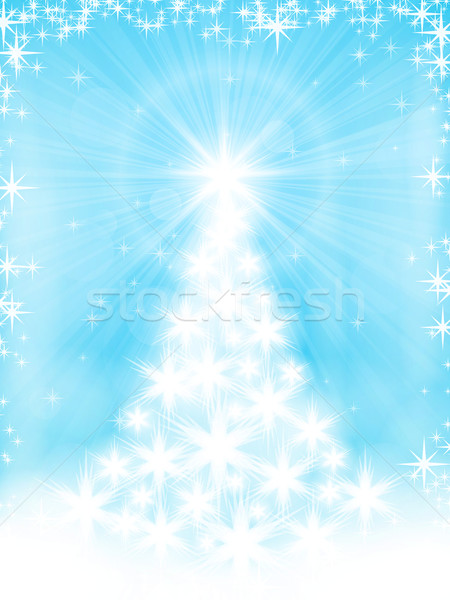 [[stock_photo]]: Bleu · clair · blanche · étoiles · arbre · de · noël · lumière