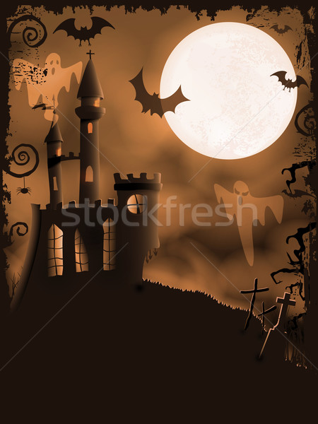 Halloween château vecteur orange [[stock_photo]] © wenani