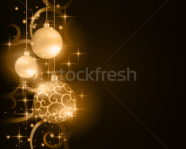 Donkere gouden christmas snuisterij grens Stockfoto © wenani
