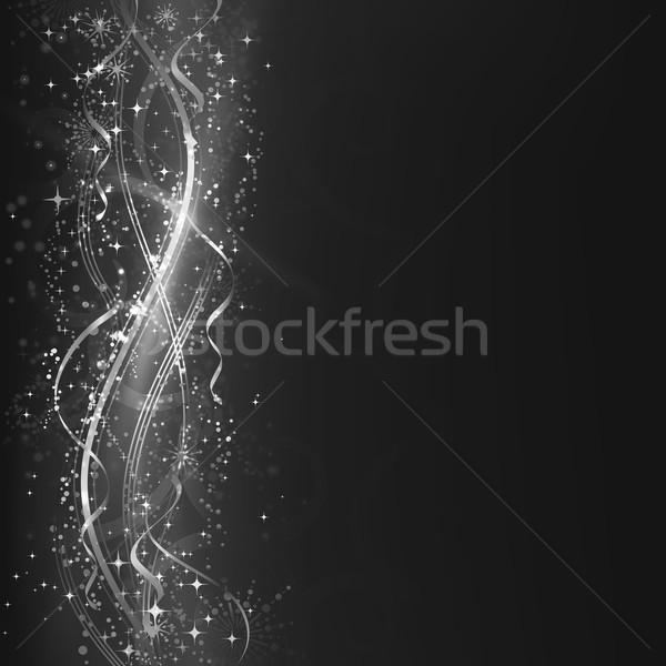 Absztrakt ezüst hullám keret minta csillagok Stock fotó © wenani