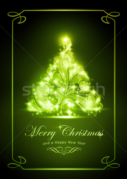 Elegante gouden kerstboom donkere Stockfoto © wenani