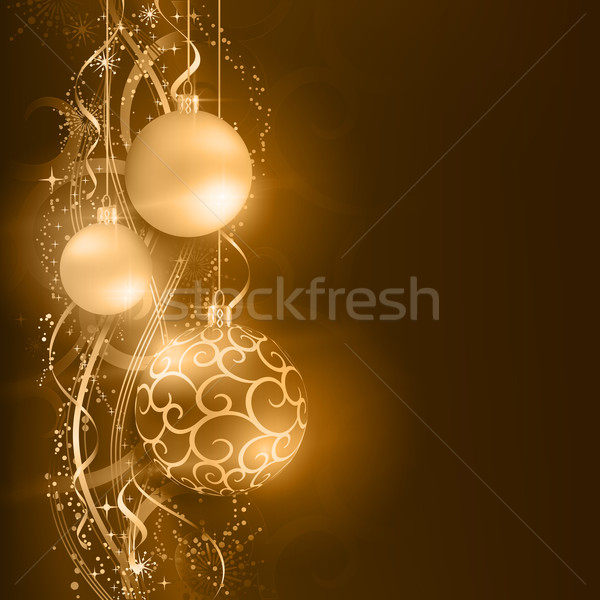 Dark golden Christmas background with hanging Christmas balls Stock photo © wenani