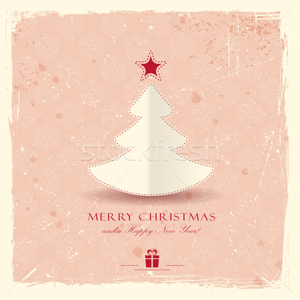 Grunge karácsonyfa egyszerű papír csillag sápadt Stock fotó © wenani