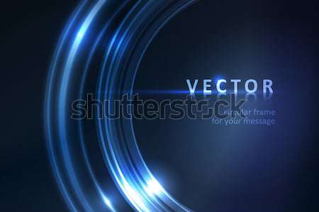 Stock photo: Blue glowing frame of round ring segments