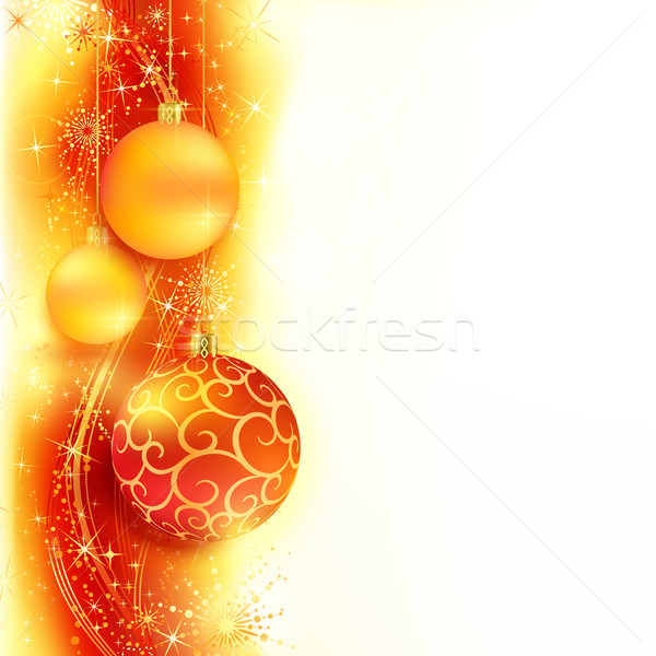 Red golden Christmas background with hanging Christmas balls Stock photo © wenani