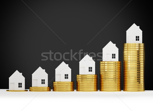 Maison 3d illustration argent fond [[stock_photo]] © Wetzkaz