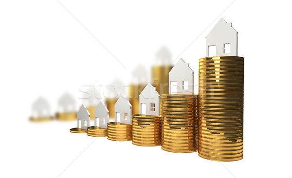 Maison 3d illustration affaires argent [[stock_photo]] © Wetzkaz