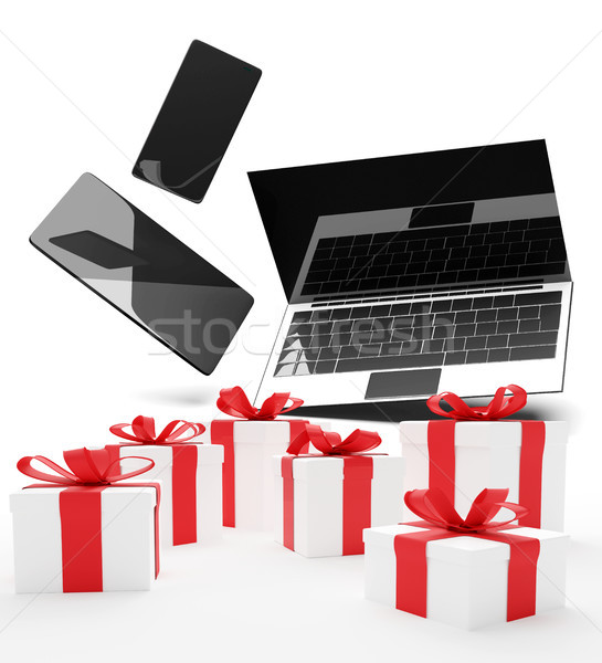 Portable bureau smartphone cadeaux internet [[stock_photo]] © Wetzkaz