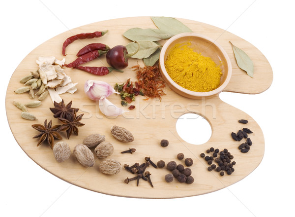 Various spices on the palette. Stock photo © Wikki