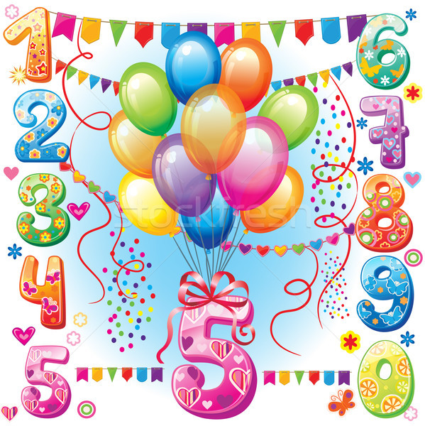 Happy Birthday balloons and numbers Stock photo © Wikki