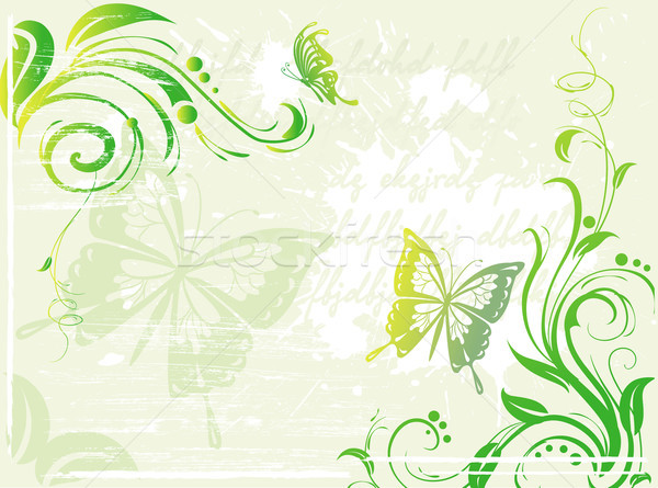 Grunge verde floral elemento diseno fondo Foto stock © Wikki