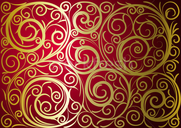 Oro ornamento hierba marco arte rojo Foto stock © Wikki