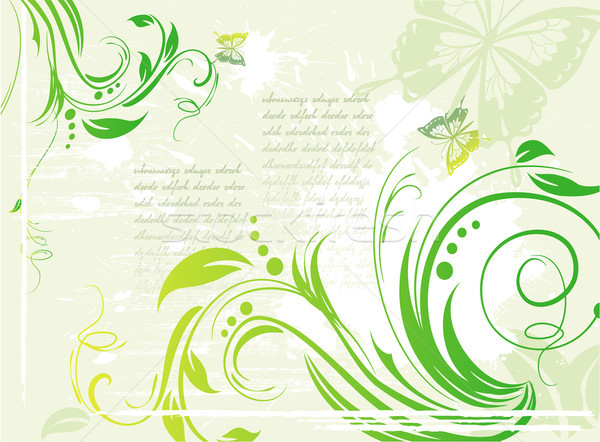 Grunge verde floral elemento diseno fondo Foto stock © Wikki