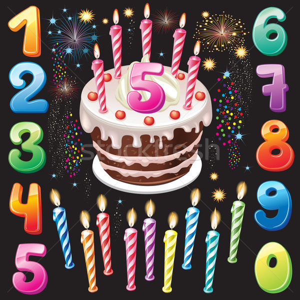 Happy Birthday cake, numbers and firework  Stock photo © Wikki