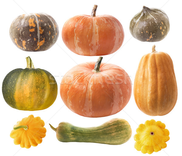 Establecer calabazas blanco alimentos naranja vegetales Foto stock © Wikki