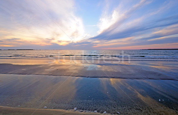 Sunset reflections on an ocean sandbar Stock photo © wildnerdpix