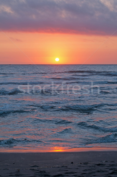 ブルース 日没 ビーチ 海 青 赤 ストックフォト © wildnerdpix