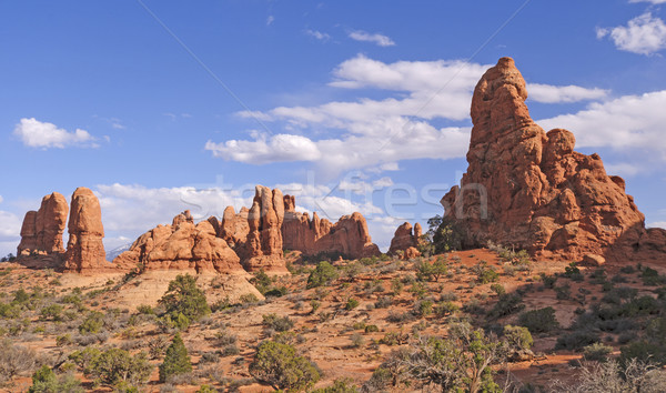Piros homokkő amerikai nyugat ablakok részleg Stock fotó © wildnerdpix